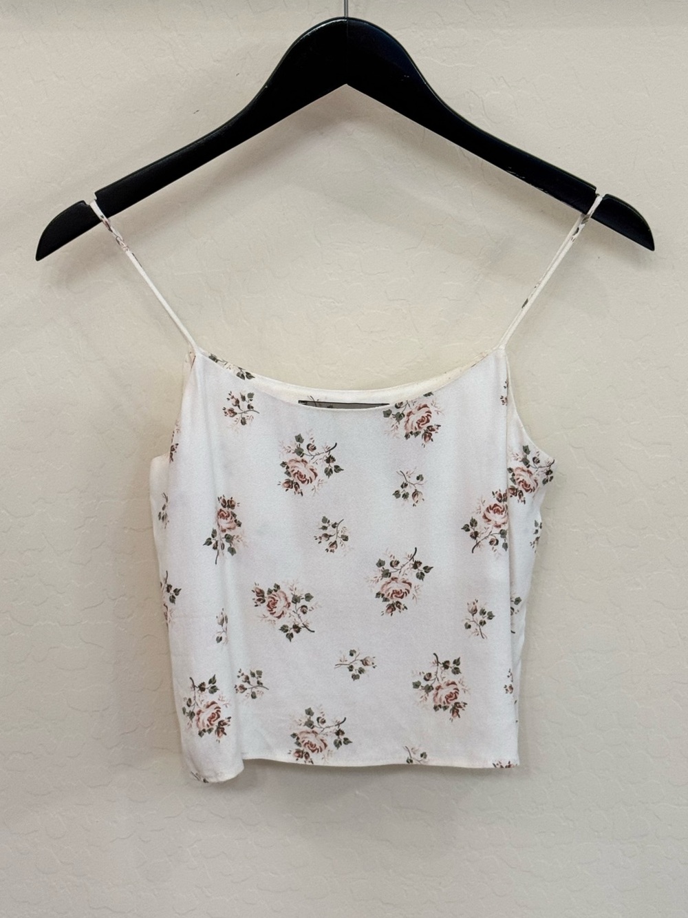 Reformation White Rose Floral Print Spaghetti Strap Cami Tank Top Missing Sz Tag